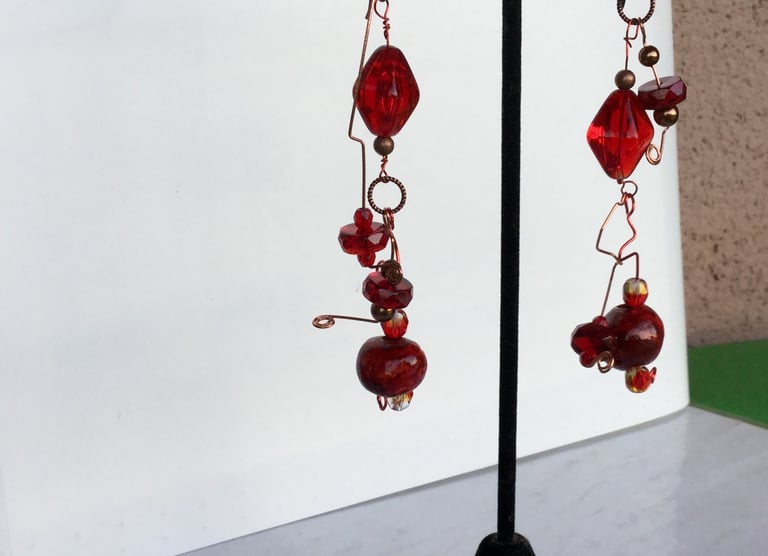 Earrings. Beads, crystal, wire work.
