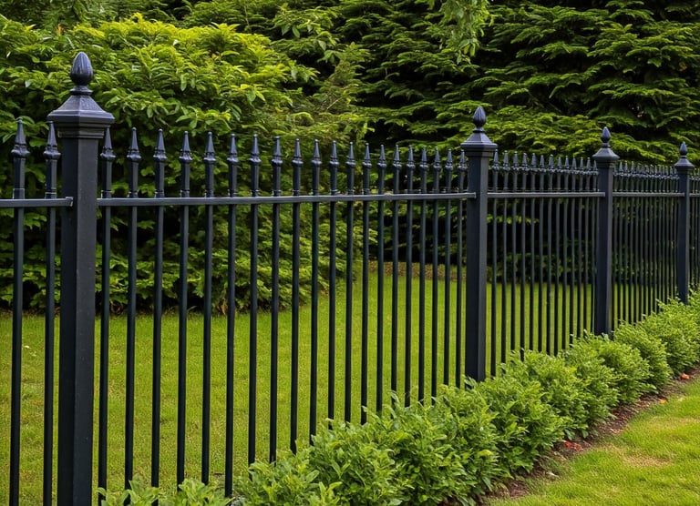 a fenced in area with a fenced in area with bushes