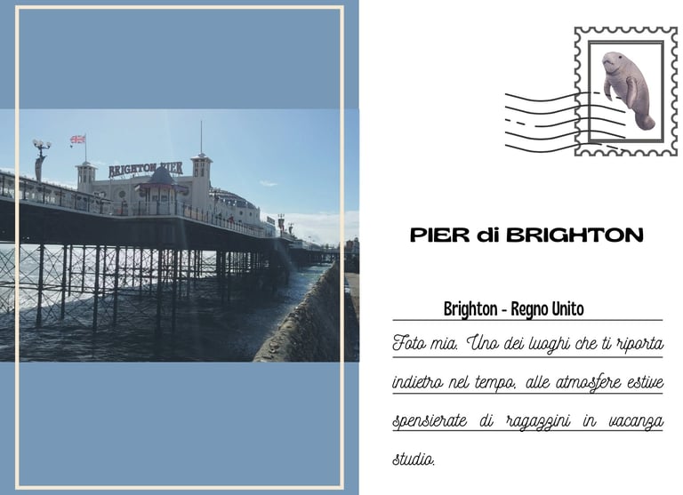 Cartolina del Pier di Brighton visto dalla spiaggia