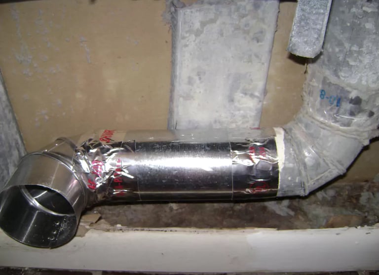 Dryer vent repair in the wall at old house in Punta Gorda