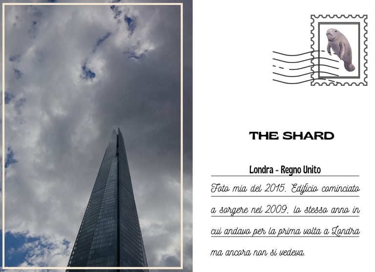 Cartolina con l'edificio Shard a Londra, fatto a scheggia