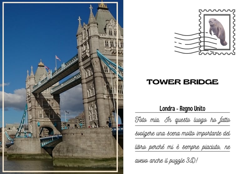 Cartolina del Tower Bridge a Londra ripreso dal basso