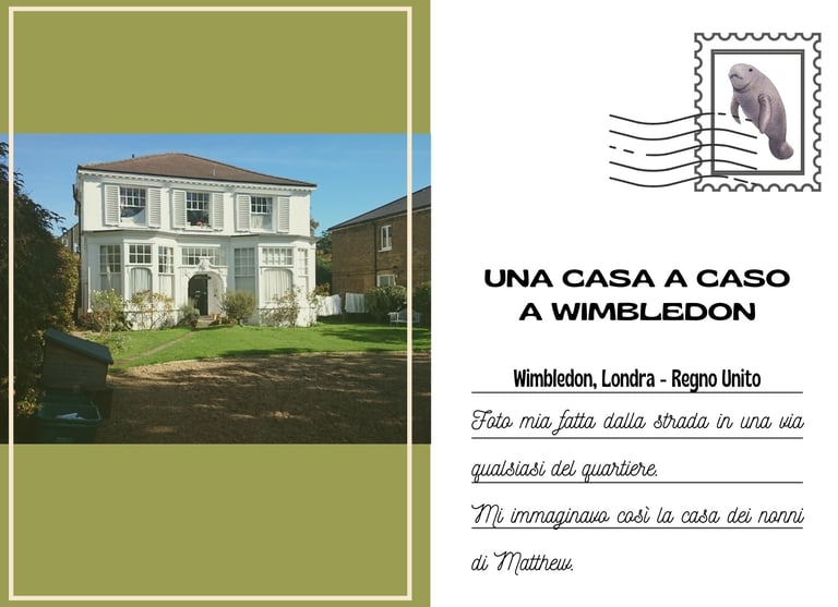 Cartolina di una casa bianca vittoriana a Wimbledon come possibile casa dei nonni di Matthew