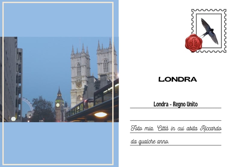 Cartolina di Londra con il Big Ben, il London Eye e Westminster