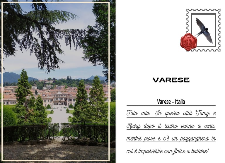 Cartolina di Varese presa dal parco cittadino