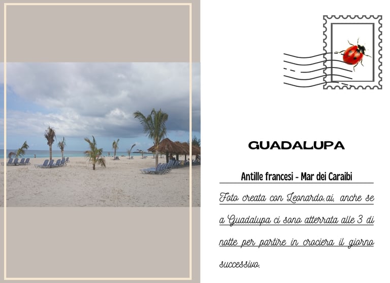 Cartolina di una spiaggia sabbiosa di Guadalupa