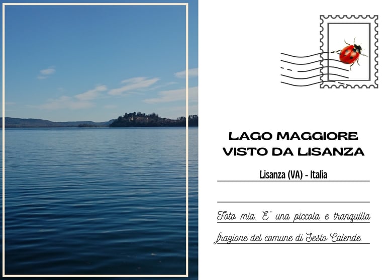 Cartolina del lago Maggiore visto da Lisanza, una frazione di Sesto Calende