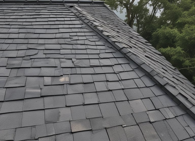 A panoramic view of Houston neighborhood roofs after a recent renovation.