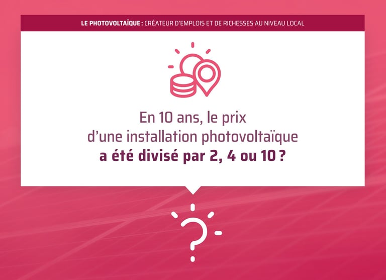 Prix d'une installation photovoltaïque depuis 10ans 