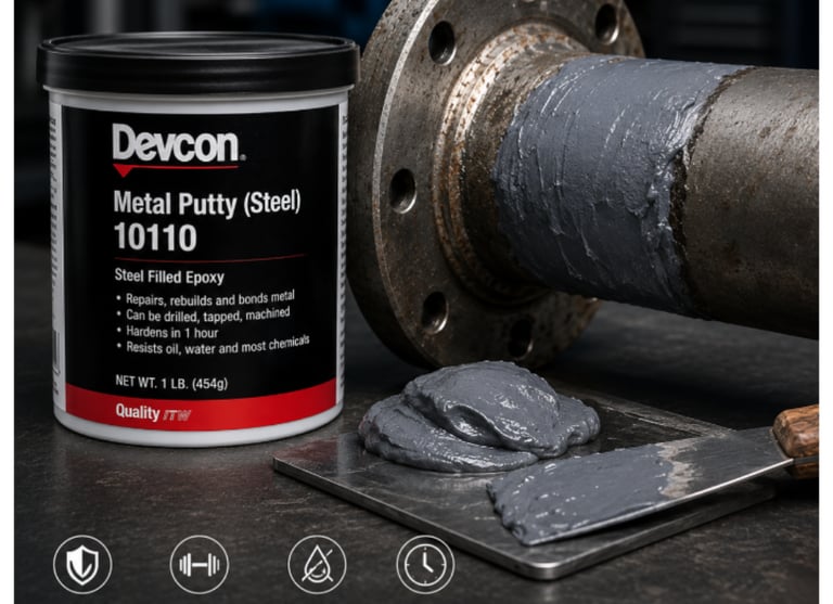 Devcon metal putty for repair and rebuilding