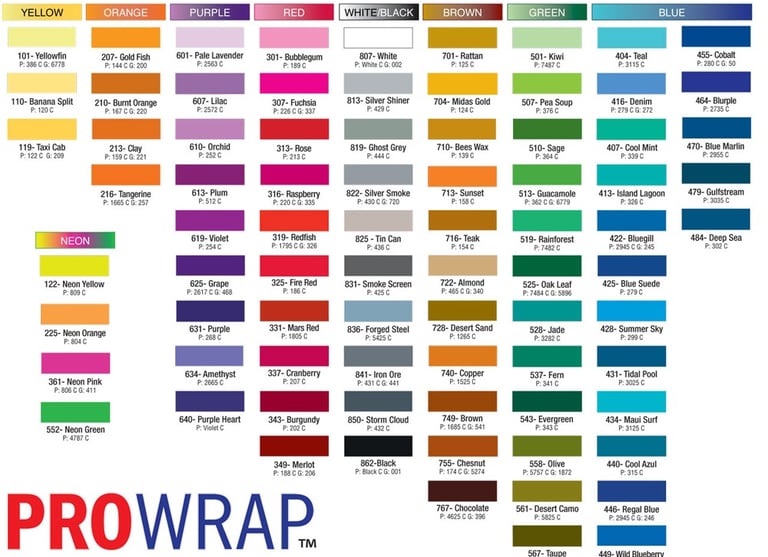 ProWrap Thread Colors