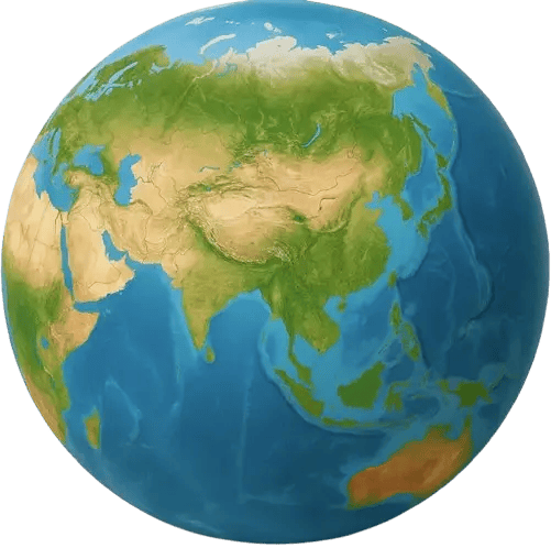 terrestrial globe focus on Asia