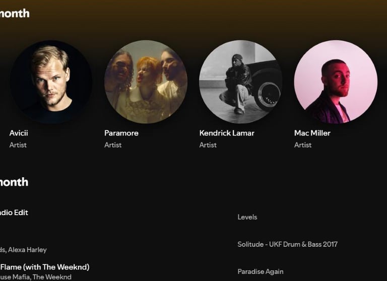 Spotify profile page