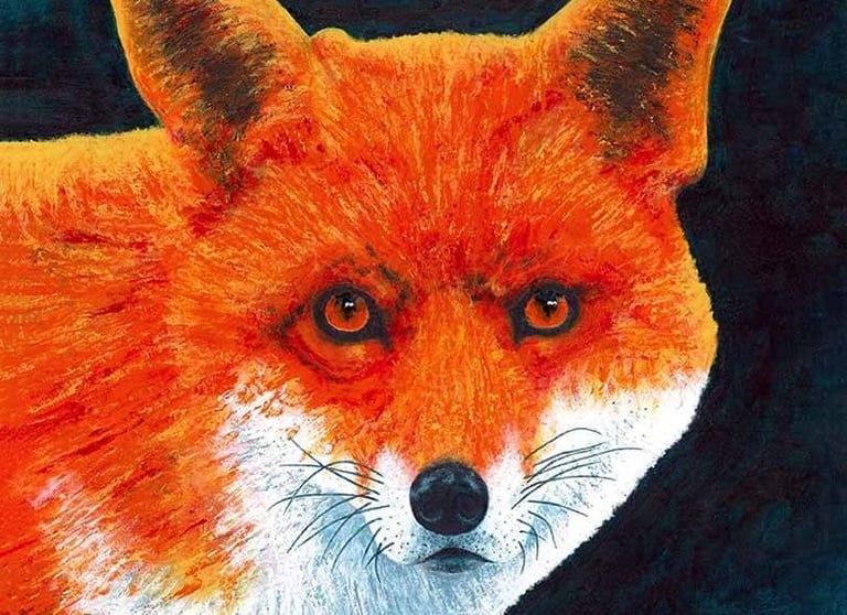 Animal portrait painting in acrylics called 'Canny Fox'