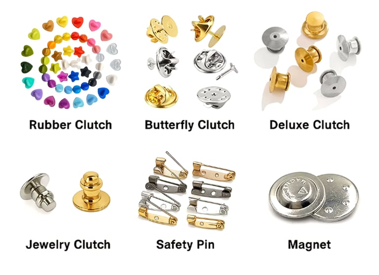 a variety of enamel pin accessories