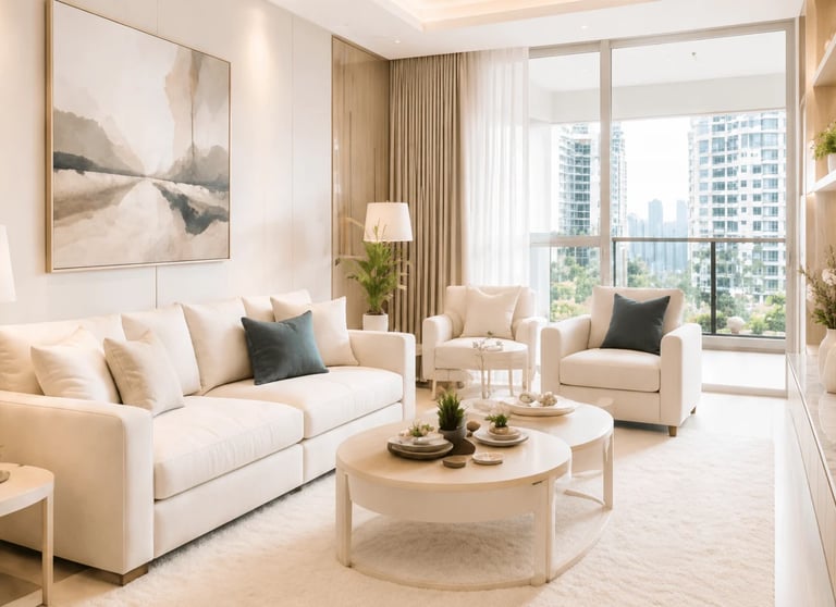 Modern Singapore condominium living room for property showcase