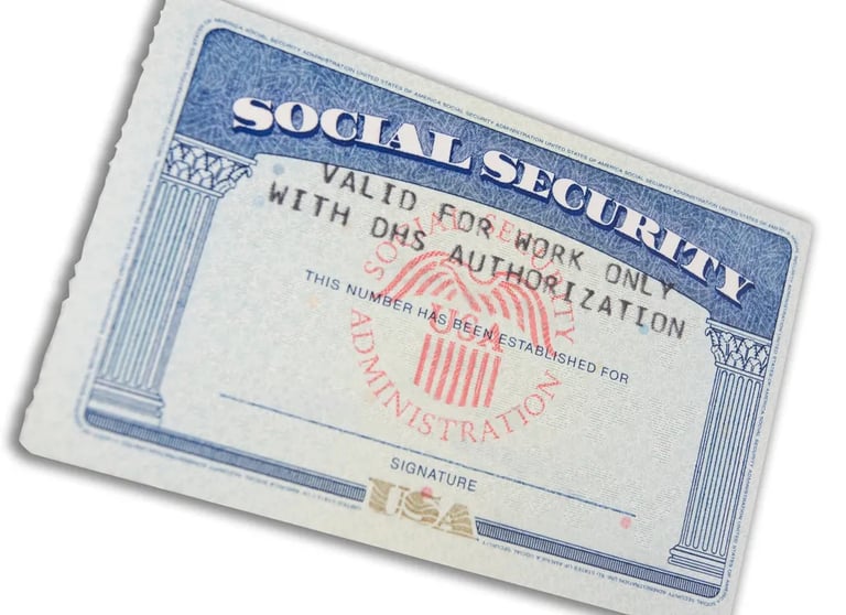 a social security card with a social security badge
