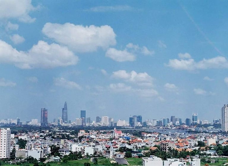 View of Saigon on a sunny day shot on film