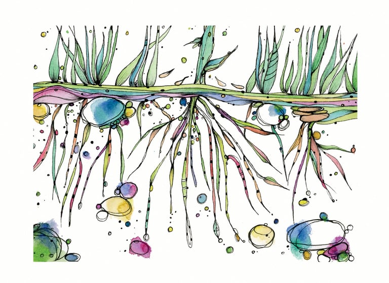 a drawing of a plant with a plant growing out of it