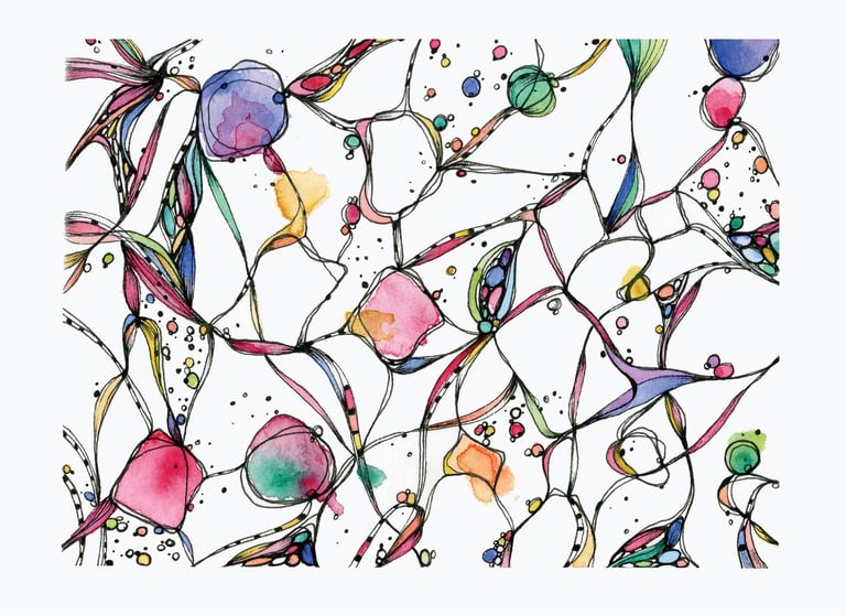 a painting of a colorful abstract painting of flowers