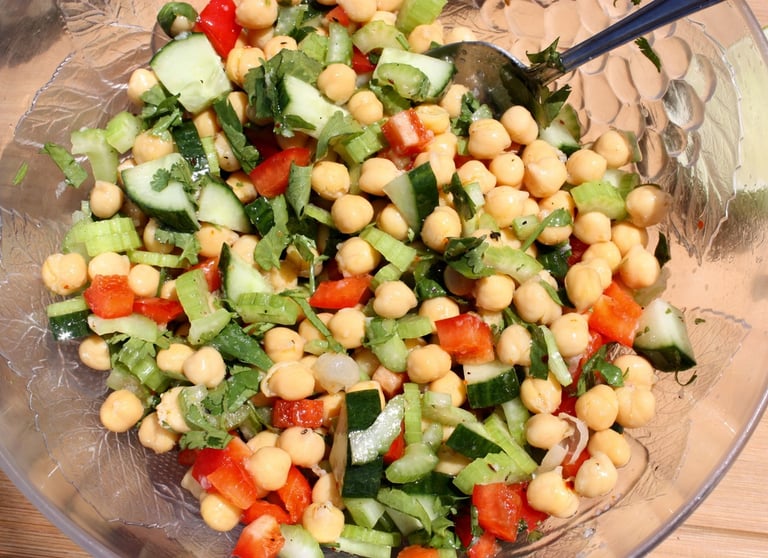 ingredients for Asian chickpea salad