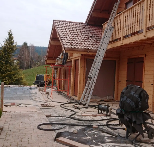 aérogommage façade chalet en bois