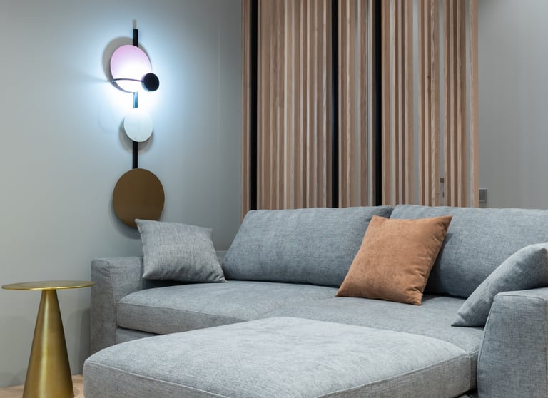 Modern living room with microcement