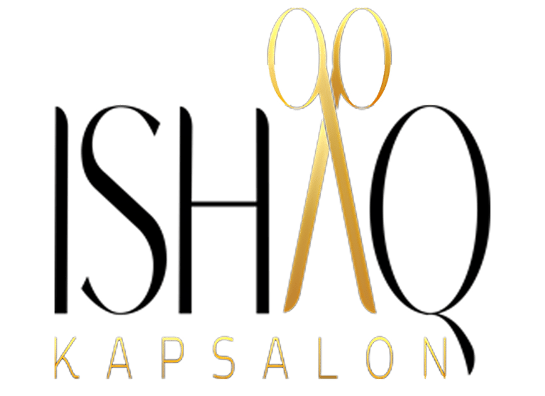 Elegant gold scissors icon for Kapsalon hair salon logo on a black background.