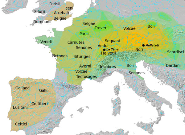 Map of Halstatt and LaTene material cultures