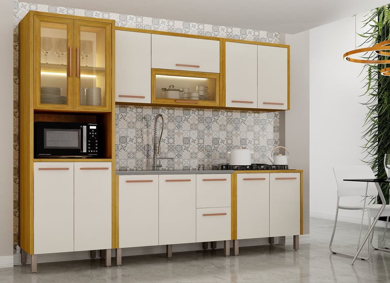 a kitchen with a table and chairs and a table