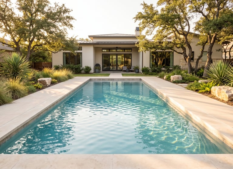 Crystal clear residential pool after a one-time cleaning service in Round Rock, TX