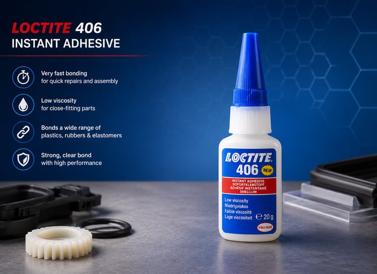 Loctite 406 plastic and rubber adhesive