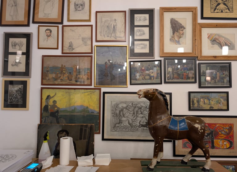 artwork hung on the wall atSalobie Bia in Tbilisi Georgia 