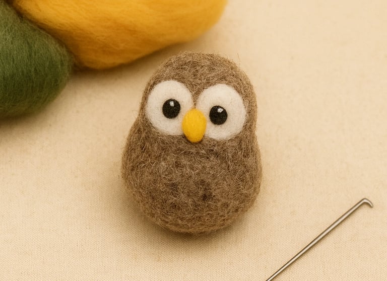 Needle felt wool owl DIY craft kit handmade eco-friendly art Canada