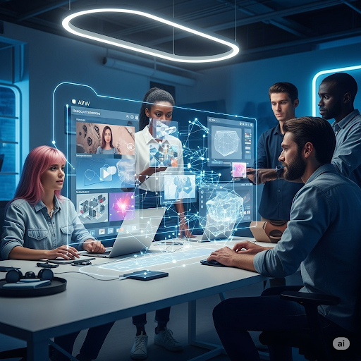 a group of people sitting at a table with a laptop