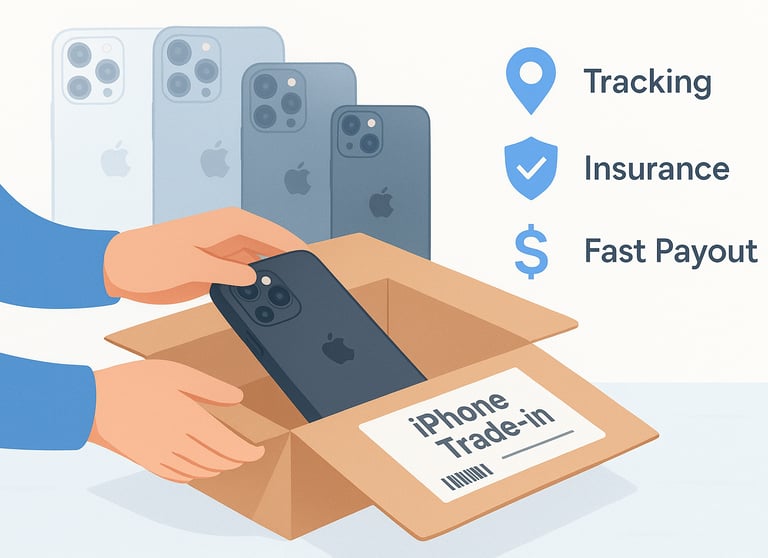 a person shipping a phone for trade in