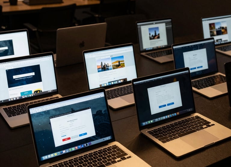 laptops placed in an office