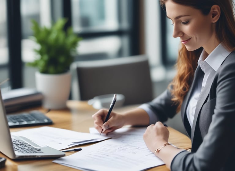 This is a street view of several storefronts on a snowy day. The businesses include a cellular center, a cheque cashing service, and a tax service. The buildings are older, with distinct brick facades and some arched windows. There are small trees planted in front of the buildings, with some snow covering the ground.