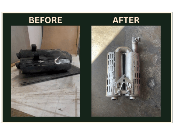 Laser removal of soot and grime from mechanical engine component using chemical-free restoration