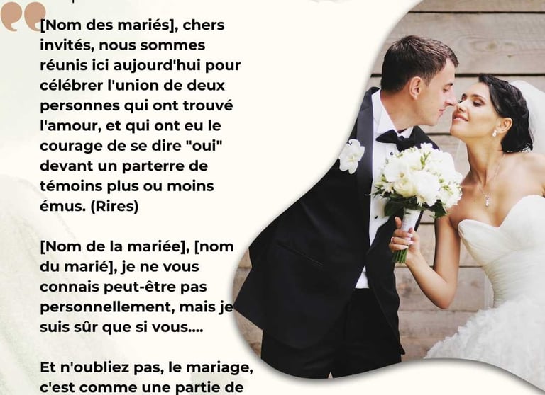 modele discours mariage humoristique
