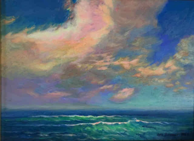Alaskan Waters with clouds in the sky oil on canvas giclee available