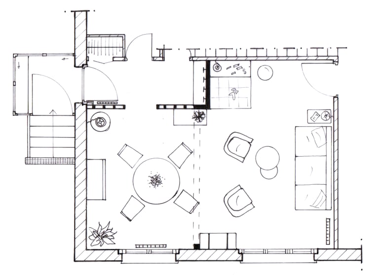 Maison G-T - Plan pièces de vie projet de réaménagement
