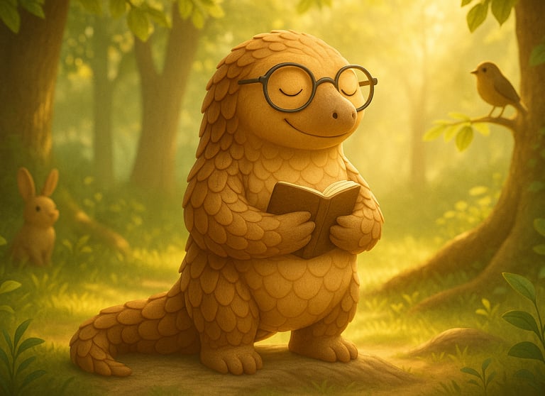 pangolin heureux avec son carnet