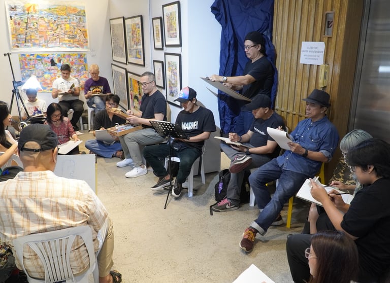 Silaw Artist Collective at work during its first nude sketching session of 2025