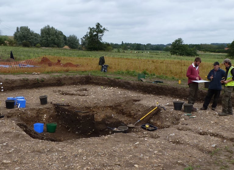 Excavation in progress - A sunken featured building at Caistor St Edmund, Norfolk