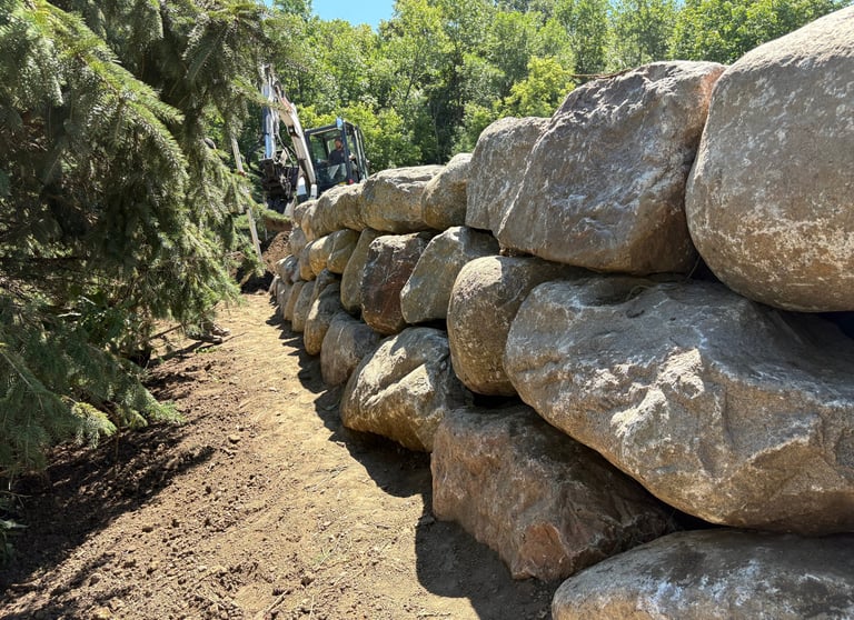 Boulder wall in Dassel MN