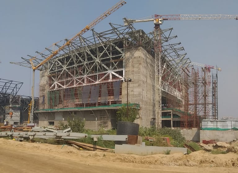 Yashobhoomi, IICC, Sector 25 Dwarka, New Delhi Heavy Structure of LED Panel Erection Wrok
