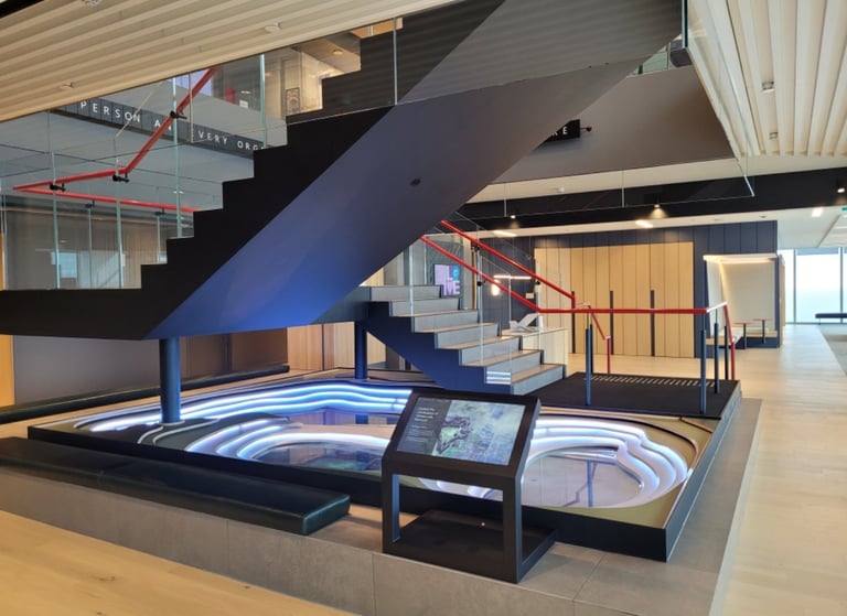 Another view of the Microsoft Head Office feature stairs, by Pengelly Iron Works
