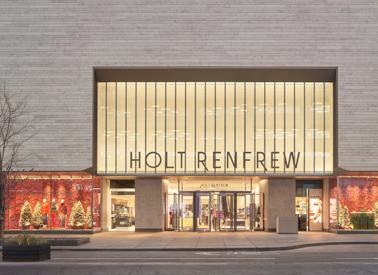 Front of Holt Renfew, where the bronze canopy was made by Pengelly