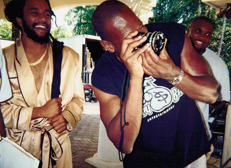 Froi Cuest and Ky-Mani Marley on set of Shottas